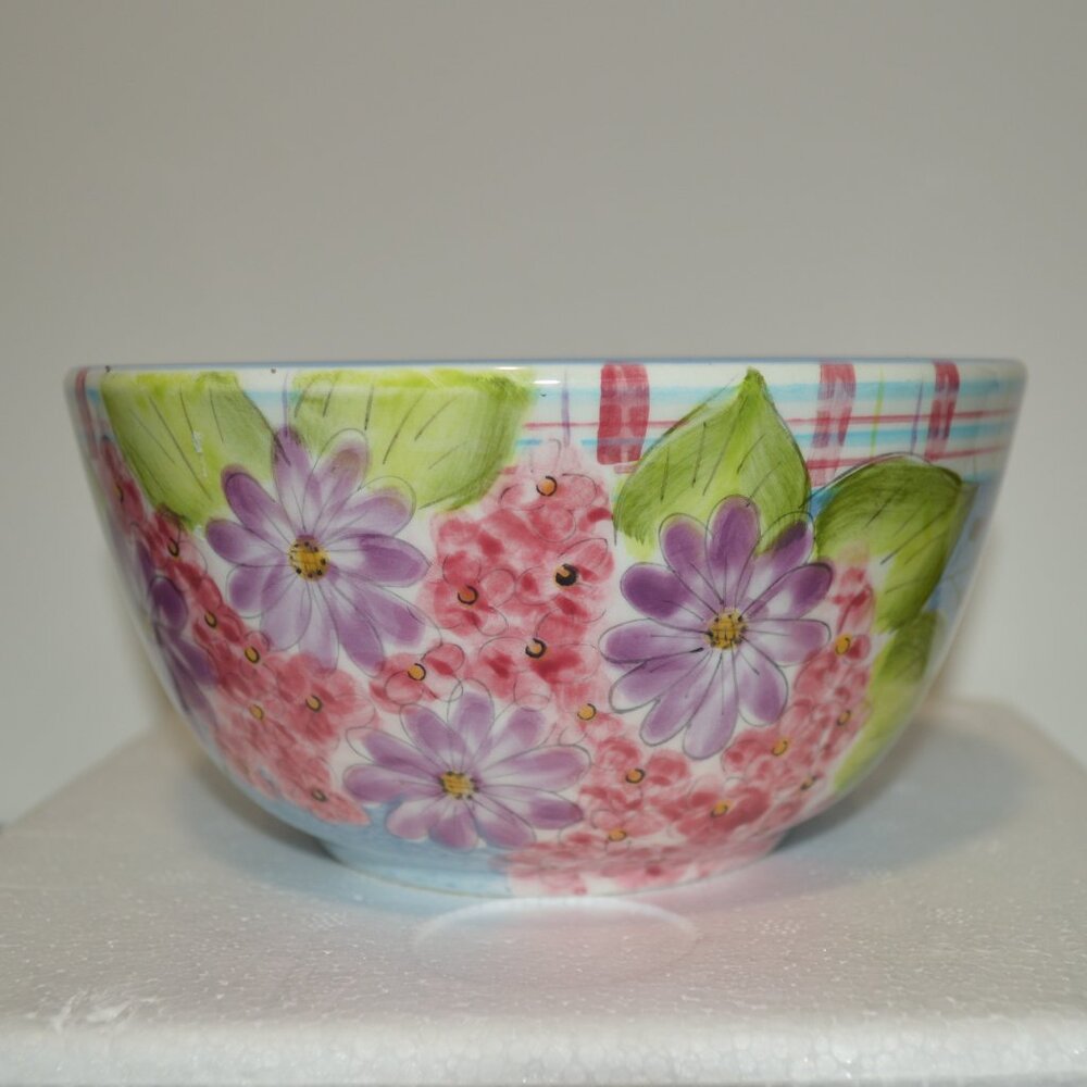 Gates Ware Soup/Cereal Bowl Blue Floral/Plaid